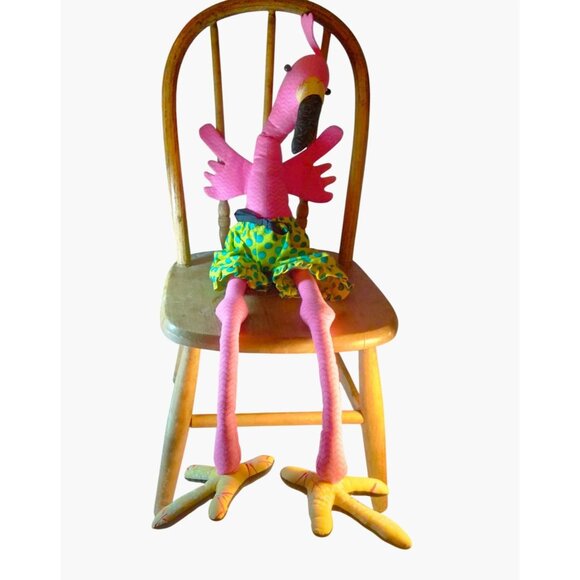 Pink Flamingo Plush Doll Green Blue Polka Dot Shorts Tall floppy Tropical 31 in - Picture 1 of 8